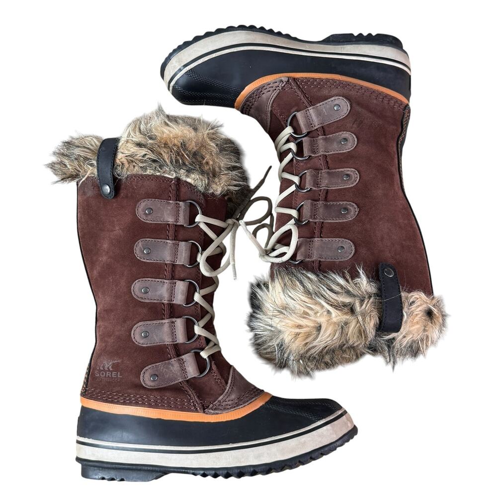 Sorel Joan of Arctic Faux Fur Waterproof Winter Boots Brown Women’s 6.5